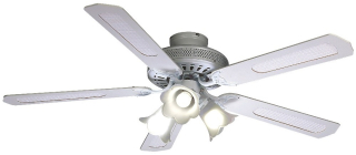 Stropní ventilátor s vestavěnými světly Baléares White, vrtule 132cm, 3 rychlosti, 3x E27, 60W max., letní a zimní režim, ovládání řetízkem, Farelek